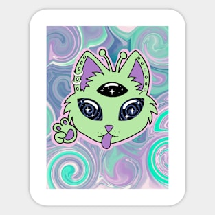 Trippy Alien Kitty Sticker